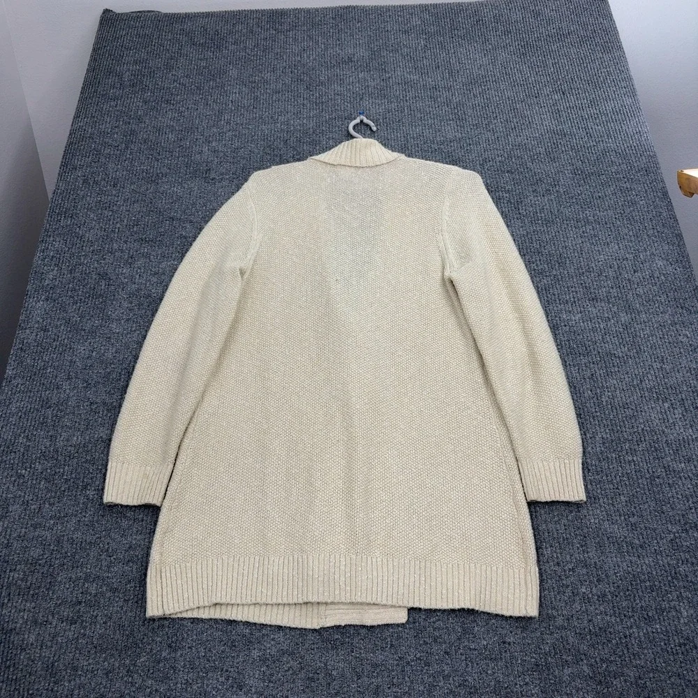 LL Bean Cardigan Womens XL Cream Cotton Blend Cable Knit‎ Open Front Classic